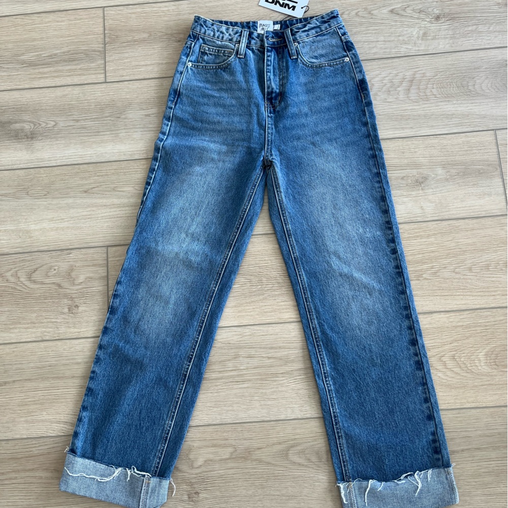Princess Polly Blue High-Rise Straight Crop Jeans